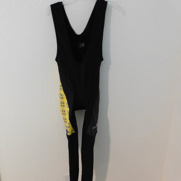 Jollywear Cycling Bib Tights Black Yellow Pad - Size S - Made in Italy - Picture 1 of 8
